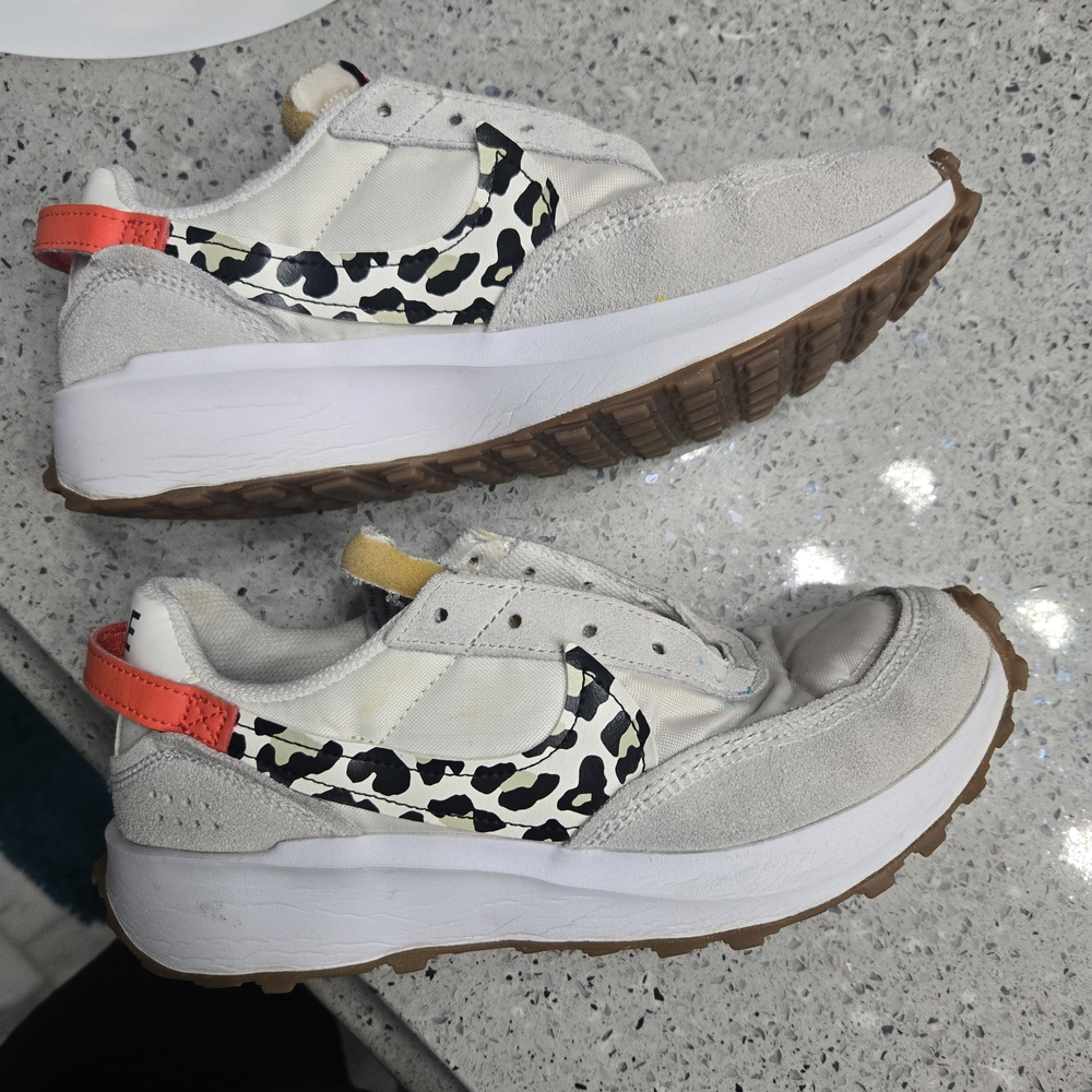 Nike White and Black Leopard Print Sneakers